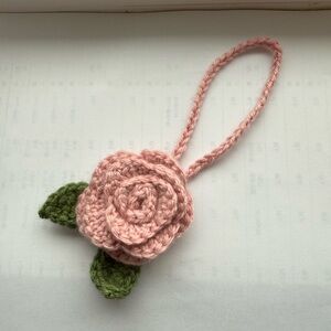Handcrafted Pink Crochet Flower Keychain